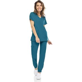 مجموعة مستلزمات الركض المرنة المرنة للنساء من MediChic MINY، مجموعة الركض الطبية للتمريض برقبة وهمية in Kuwait