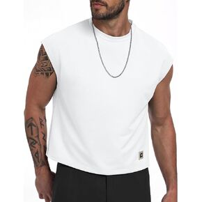 Vssjavun رجل المحاصيل الأعلى كم كاب المتضخم قميص رياضة تانك القمم اقتصاص تي شيرت Crewneck البلوز المحملة in Kuwait