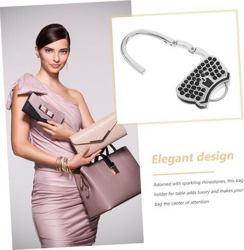 Portable Rhinestone Purse Hook with Strong Locking Mechanism Stylish Handbag Hanger for Tables Lightweight Bag Holder for Parties and Daily Use Scratch-Resistant Design in Saudi Arabia