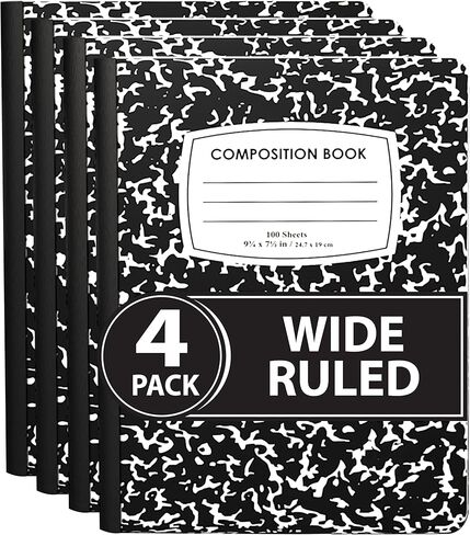 ENVO Composition Notebooks, Wide Ruled Composition Notebook, Black Marble Covers Composition Notebook, 100 sheets, Bulk (2, Wide Ruled) in Kuwait