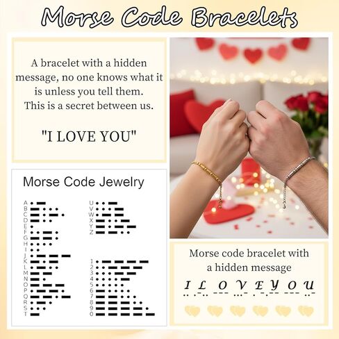 Thrist Morse Code أساور متطابقة للأزواج، أنا أحبك، أساور للأزواج، هدايا مجوهرات له، صديقها، صديقتها، الزوج، عيد الفصح، عيد الميلاد، الذكرى السنوية للتخرج‌ in Kuwait