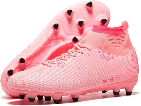 Men's High Tops Soccer Cleats Lace Up Women Lightweight Professional Fooball Boots Athletic Rugby Shoes for Training Sneaker in Saudi Arabia
