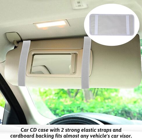 Cd Car Holder, Large Capacity CD Visor Holders for Car DVD Storage Case with 12 Disc Sleeves 1 Mesh Pocket 1 Pen Holder and Elastic Band Grey in Saudi Arabia