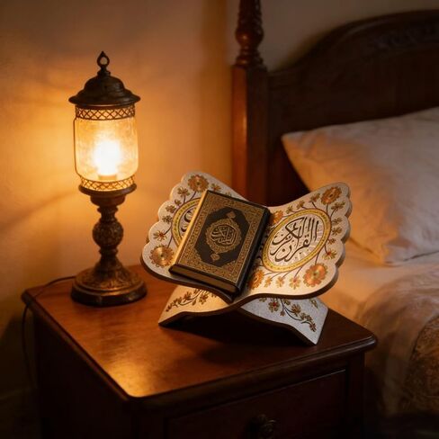 KYMY Muslim Al-Quran Rehal Book Stand,Foldable Wooden Prayer Books Shelf for Koran Holy Bible Books,Eid Ramadan Reading Shelf for Muslim Eid Ramadan Religious Gift in Saudi Arabia