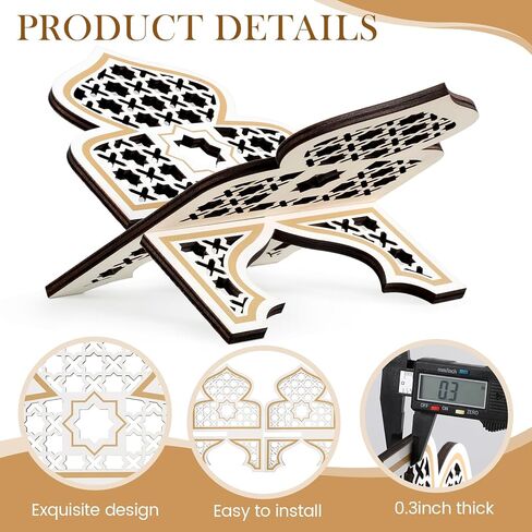 Weysat Quran Stand Bible Stands for Reading Quran Bible Holder Rehal Wooden Carved Eid Decorative Book Shelf Islamic Rehal Gift for Reading Religious Texts Durable Support in Saudi Arabia