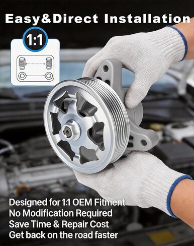 مضخة توجيه كهربائية Flecto 21-5341 مع بكرة متوافقة مع Honda 2004-2007 Accord EX Coupe 2-Door 2.4L، 2003-2007 Accord EX/LX Sedan 4-Door 2.4L، يستبدل # 56110-RAA-A01، 56110RAAA03 in Kuwait