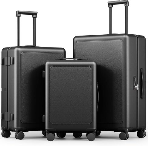 طقم حقائب سفر من Joyway مكون من 3 قطع بعجلات دوارة، حقيبة حمل مقاس 20 بوصة مع غلاف صلب ABS+PC، مجموعة حقائب خفيفة الوزن مع قفل TSA وإطار مقاوم للضغط، مقاس 20/24/28 بوصة، أسود in Kuwait