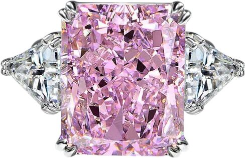 14K Solid Gold over S925 Women Promise Ring with 13 * 16MM Pink Moissanite, Romantic Gift for Engagement or Wedding in Saudi Arabia