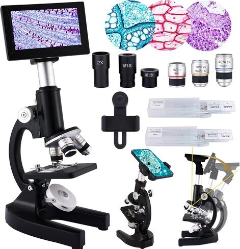 Microscope for Kids，40X-2000X Compound Microscope Mobile Phone Adapter with Microscope Slide Microscope kit for Home School Laboratories for Children Students in Saudi Arabia