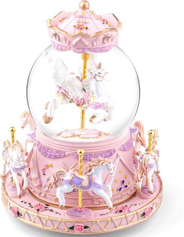 Carousel Horses Music Box Gift Color Changing Lights Unicorn Snow Globe for Wife Mom Women Girls Friend Women Daughter Girls Sister Birthday Anniversary in Saudi Arabia