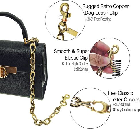 Gold Bag Chain Charm for Handbag, Wallet Chain Charm, Retro Chain Bag Charm Chains Extender in Kuwait