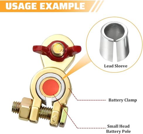 Car Battery Post Terminal Shims with Washers, 4PCS Positive & Negative Auto Lead Terminal Converter Shim Caps, Vehicle Pure Anode Cathode Sleeves, Universal for SUV RV Truck in Saudi Arabia