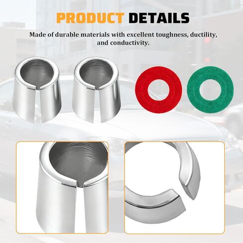 Car Battery Post Terminal Shims with Washers, 4PCS Positive & Negative Auto Lead Terminal Converter Shim Caps, Vehicle Pure Anode Cathode Sleeves, Universal for SUV RV Truck in Saudi Arabia