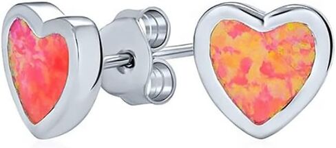 Heart Shaped Opal, Titanium Hypoallergenic Bezel Stud Earrings, For Sensitive Ears in Kuwait