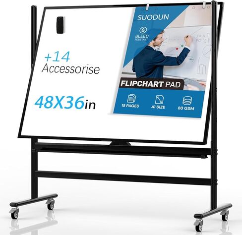 Large Dry Erase Board 48 x 36 Magnetic Non-Foldable Whiteboard with Stand Portable Mobile Rolling Double Sided with Wheels for Office Home Classroom in Saudi Arabia