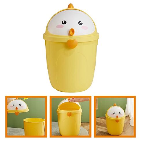 Mikinona Decorative Chick Trash Bucket with Lid Large Multi-use Trash Container Small Garbage Can for Home Office Bedroom Desktop Wastebasket in Kuwait