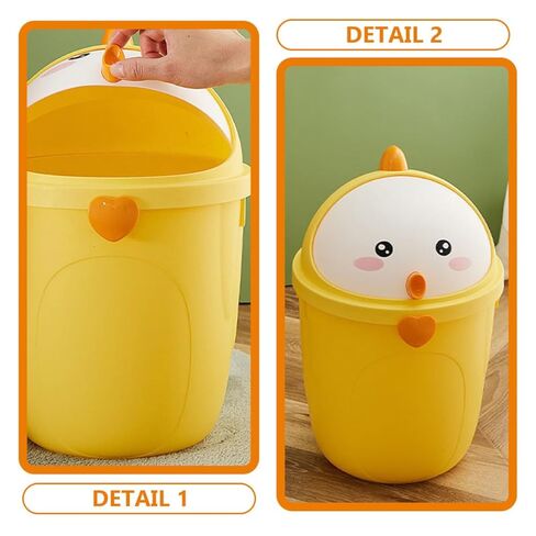 Mikinona Decorative Chick Trash Bucket with Lid Large Multi-use Trash Container Small Garbage Can for Home Office Bedroom Desktop Wastebasket in Kuwait