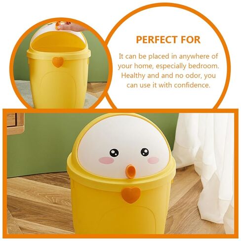 Mikinona Decorative Chick Trash Bucket with Lid Large Multi-use Trash Container Small Garbage Can for Home Office Bedroom Desktop Wastebasket in Kuwait