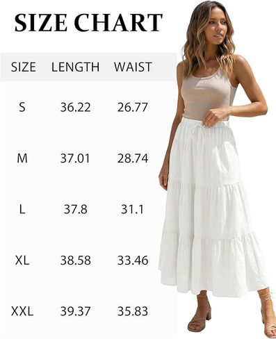 SEMARO Summer Maxi Skirts for Women Tiered A-Line Boho Flowy Long Skirts High Waist Beach Dress with Pockets in Saudi Arabia