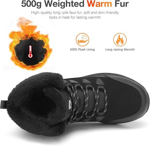 Dannto Womens Winter Snow Boots Warm Fur Lined Ankle Shoes Water Resistant Booties Non Slip Sole in Kuwait
