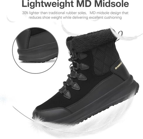 Dannto Womens Winter Snow Boots Warm Fur Lined Ankle Shoes Water Resistant Booties Non Slip Sole in Kuwait
