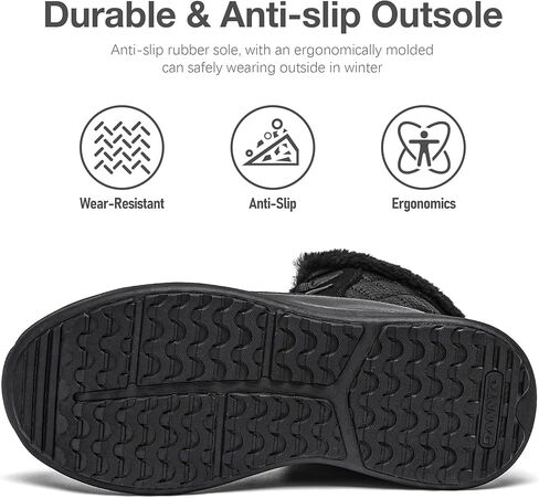 Dannto Womens Winter Snow Boots Warm Fur Lined Ankle Shoes Water Resistant Booties Non Slip Sole in Kuwait