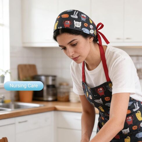 6 قطع قبعات فرك للنساء قبعات التمريض مع أزرار قبعات فرك قابلة للتعديل لقبعات طبيب الأسنان مع عصابة رأس قابلة للتعديل حامل ذيل حصان متعدد in Kuwait