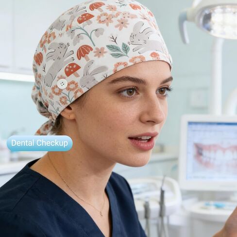 6 قطع قبعات فرك للنساء قبعات التمريض مع أزرار قبعات فرك قابلة للتعديل لقبعات طبيب الأسنان مع عصابة رأس قابلة للتعديل حامل ذيل حصان متعدد in Kuwait