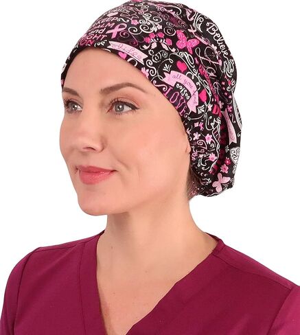 Sparkling EARTH Euro Style Riley Medical Scrub Caps - Flat Front and Roomy Back - Adjustable Cord Lock Closure - Made in USA! in Kuwait