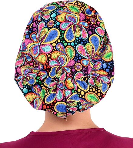 Sparkling EARTH Euro Style Riley Medical Scrub Caps - Flat Front and Roomy Back - Adjustable Cord Lock Closure - Made in USA! in Kuwait