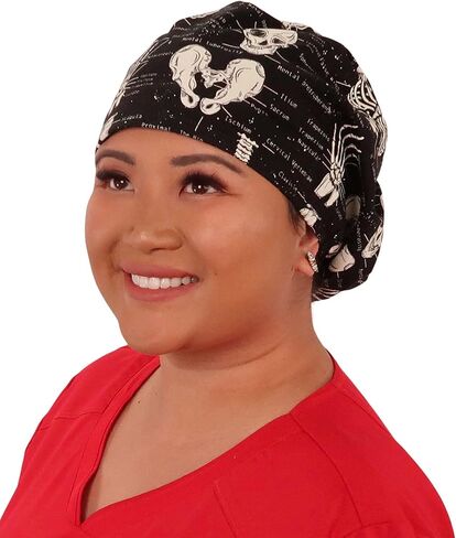 Sparkling EARTH Euro Style Riley Medical Scrub Caps - Flat Front and Roomy Back - Adjustable Cord Lock Closure - Made in USA! in Kuwait
