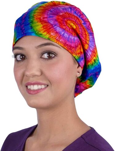 Sparkling EARTH Euro Style Riley Medical Scrub Caps - Flat Front and Roomy Back - Adjustable Cord Lock Closure - Made in USA! in Kuwait