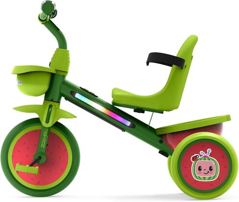 Jetson CoComelon Light-Up Trike, Front and Rear Baskets, Multi-Colored LED Lights, Seatbelt and Bell, Green, Ages 2-4, Medium in Kuwait