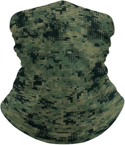 Green Army Digital Camouflage Balaclava UV Protection Face Mask Breathable Neck Gaiter Ski Mask for Men Women Headwear Bandana Elastic Face Scarf in Saudi Arabia