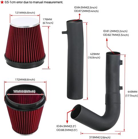 مجموعة مدخل الهواء البارد PTNHZ مع فلتر ودرع حراري متوافق مع شاحن 2011-2023/تشالنجر/300 3.6 V6 in Saudi Arabia