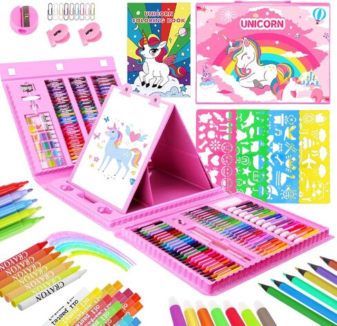 homicozy Art Supplies for Kids Ages 4-12,Mermaid Drawing Sets Art Case,Coloring Kits with Double Sided Trifold Easel,Crayon,Colored Pencil,Marker,Coloring Book,Drawing Stuffs Gifts for Girls Age 4-6-8 in Kuwait