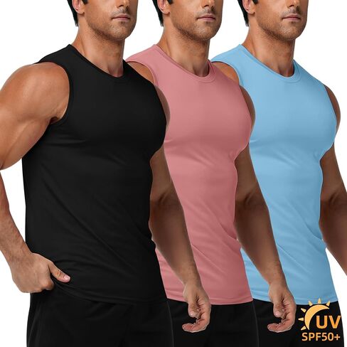 ZITY 3 Pack Men's Sleeveless Shirts Quick Dry Tank Tops UPF 50+ Workout Gym Muscle Shirt for Running Bodybuilding Summer in Saudi Arabia