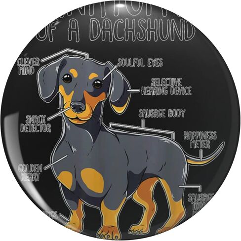 Funny Anatomy Dachshund Wiener Dog Cute Doxie Lover Pin Round Metal 0.75" Lapel Pin Hat Shirt Tie Tack Pinback in Saudi Arabia