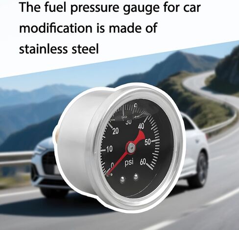 مقياس ضغط الوقود 0-60 رطل لكل بوصة مربعة، 1/8 بوصة مركز NPT الخلفي للتركيب من الفولاذ المقاوم للصدأ ومؤشر الضغط المملوء بالوقود السائل، مقاس قرص 1.87 بوصة اختبار ضغط محرك السيارات، ملاءمة عالمية in Kuwait