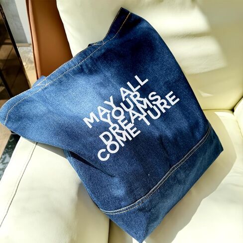 حقيبة حمل من الدنيم، حقائب يد من الدنيم للنساء، حقائب كتف كاجوال من هوبو، حقيبة يد جمالية قديمة، حقيبة يد للمتسوقين للسيدات، هدية عيد الميلاد لعيد الأم، أتمنى أن تتحقق كل أحلامك A1 in Kuwait