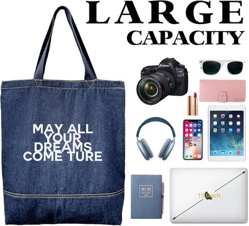 حقيبة حمل من الدنيم، حقائب يد من الدنيم للنساء، حقائب كتف كاجوال من هوبو، حقيبة يد جمالية قديمة، حقيبة يد للمتسوقين للسيدات، هدية عيد الميلاد لعيد الأم، أتمنى أن تتحقق كل أحلامك A1 in Kuwait