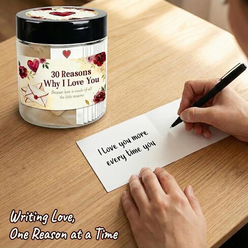 30 Reasons Why I Love You Jar, Love Notes in a Jar with Envelopes & Heart Stickers, Romantic Valentines Day Gifts for Him Her, Diy Gifts for Boyfriend Husband, Mothers Day Gifts for Wife in Saudi Arabia