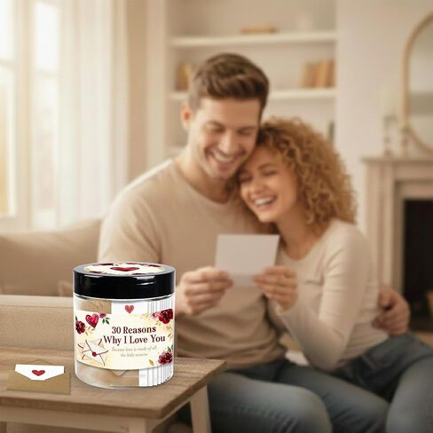 30 Reasons Why I Love You Jar, Love Notes in a Jar with Envelopes & Heart Stickers, Romantic Valentines Day Gifts for Him Her, Diy Gifts for Boyfriend Husband, Mothers Day Gifts for Wife in Saudi Arabia