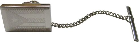 Kiola Designs Silver Toned Etched Puerto Rico Flag Tie Tack in Saudi Arabia