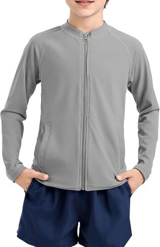 American Trends Boys Rash Guard Swim top Swim Shirts Long Sleeve Zipper Shirt for Boys Rashguard UPF 50+ Boy Swimsuit in Saudi Arabia