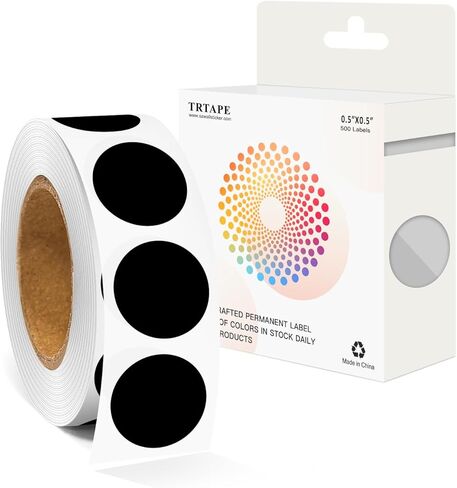 1/2 Inch Round Color Coding Labels (500 Black Dots) - Self-Adhesive Dot Stickers for File Folders, Shipping, Inventory Organization - Bright Color Dots in Saudi Arabia