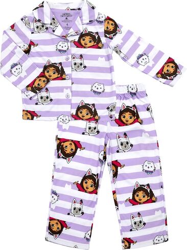 DREAMWORKS GABBY'S DOLLHOUSE Pajamas for Girls, Flannel Coat Style Pj Set, Gabby Dollhouse Pajamas for Kids, Size 4 to 10 in Saudi Arabia