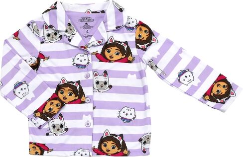 DREAMWORKS GABBY'S DOLLHOUSE Pajamas for Girls, Flannel Coat Style Pj Set, Gabby Dollhouse Pajamas for Kids, Size 4 to 10 in Saudi Arabia