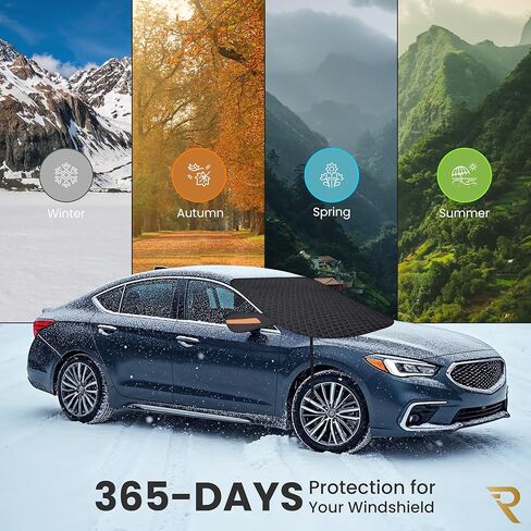 غطاء ثلجي للزجاج الأمامي من RevLux للسيارات وسيارات الدفع الرباعي والشاحنات - درع الصقيع المغناطيسي المقاوم للماء من 5 طبقات | حامي الثلج الجليدي | غطاء زجاج أمامي للسيارة شتوي مع أغطية مرايا (61.8 بوصة × 49.6 بوصة) in Kuwait