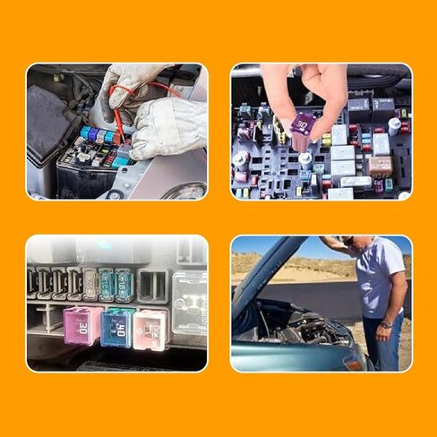 طقم 12 قطعة من الصمامات للسيارات | فيوزات السيارة (20 أمبير/25 أمبير/30 أمبير/40 أمبير/50 أمبير/60 أمبير، قطعتان لكل منهما) | مايكرو فيوز | الصمامات التلقائية للسيارات والشاحنات الصغيرة وسيارات الدفع الرباعي in Kuwait